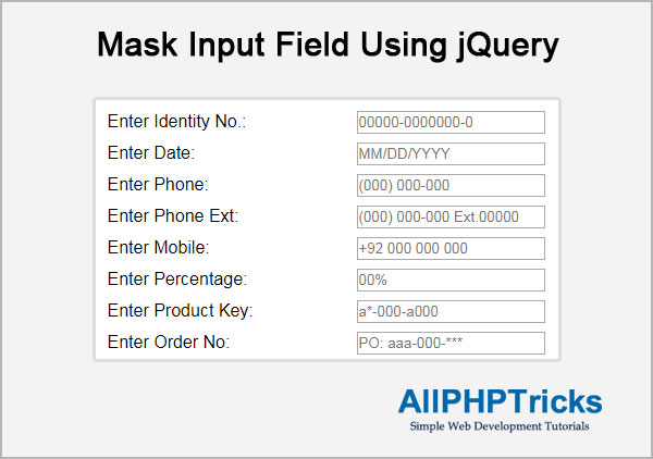 Mask Input Field Using | All