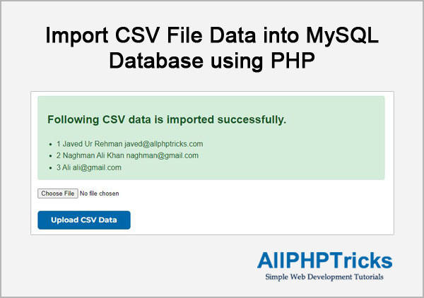 How To Import CSV File Data Into MySQL Database Using PHP All PHP Tricks