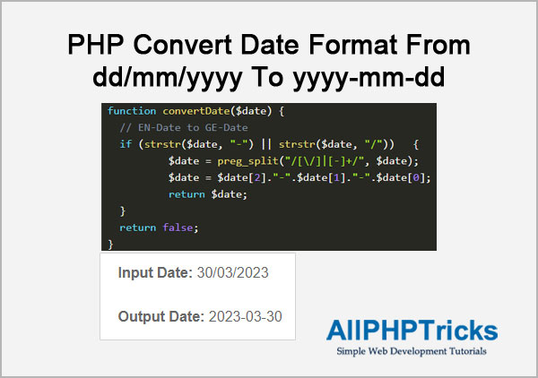 PHP Convert Date Format From Dd mm yyyy To Yyyy mm dd All PHP Tricks