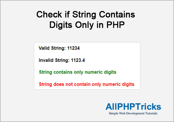 Check If String Contains Digits Only In PHP All PHP Tricks